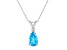 8x5mm Pear Shape Blue Topaz with Diamond Accent 14k White Gold Pendant With Chain