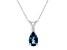 8x5mm Pear Shape London Blue Topaz with Diamond Accent 14k White Gold Pendant With Chain