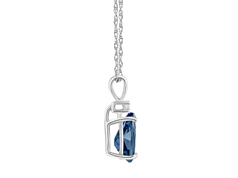 8x5mm Pear Shape London Blue Topaz with Diamond Accent 14k White Gold Pendant With Chain