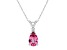 8x5mm Pear Shape Pink Topaz with Diamond Accent 14k White Gold Pendant With Chain