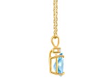 8x5mm Pear Shape Aquamarine with Diamond Accent 14k Yellow Gold Pendant With Chain