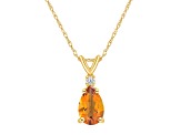 8x5mm Pear Shape Citrine with Diamond Accent 14k Yellow Gold Pendant With Chain