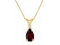 8x5mm Pear Shape Garnet with Diamond Accent 14k Yellow Gold Pendant With Chain