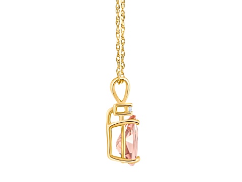 8x5mm Pear Shape Morganite with Diamond Accent 14k Yellow Gold Pendant With Chain