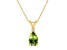 8x5mm Pear Shape Peridot with Diamond Accent 14k Yellow Gold Pendant With Chain