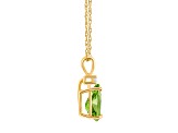 8x5mm Pear Shape Peridot with Diamond Accent 14k Yellow Gold Pendant With Chain