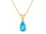 8x5mm Pear Shape Blue Topaz with Diamond Accent 14k Yellow Gold Pendant With Chain