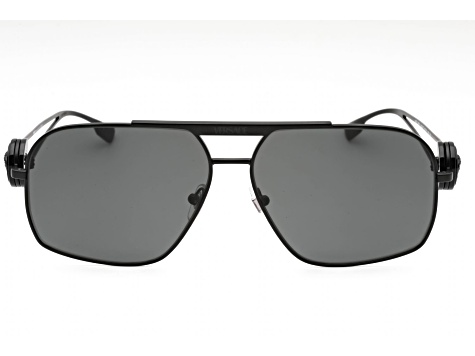 Versace Matte Black Aviator Frame / Dark Gray Lenses Sunglasses