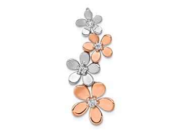Picture of 14k Rose Gold and White Gold Diamond Four Flower Chain Slide
