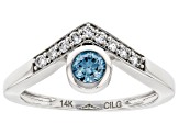 Blue and White lab-grown Diamond 14kt White Gold Ring 0.50ctw