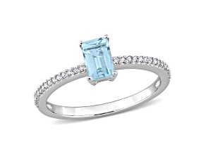 Sky Blue Topaz & Diamond 10K White Gold Ring 0.79ctw