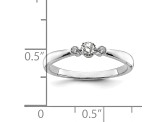 Rhodium Over 14K White Gold Petite Beaded Edge Round Diamond Ring 0.1ctw