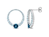 2.60ctw Sky Blue and London Blue Topaz Graduated Open Circle Earrings in Sterling Silver