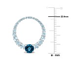 2.60ctw Sky Blue and London Blue Topaz Graduated Open Circle Earrings in Sterling Silver