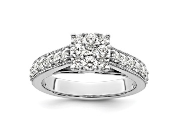 Picture of Rhodium Over 14K White Gold Lab Grown Diamond VS/SI GH, Cluster Ring 0.991ctw