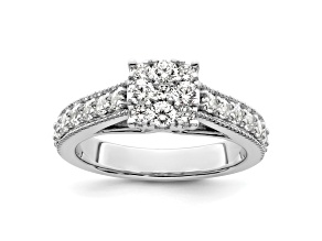 Rhodium Over 14K White Gold Lab Grown Diamond VS/SI GH, Cluster Ring 0.991ctw
