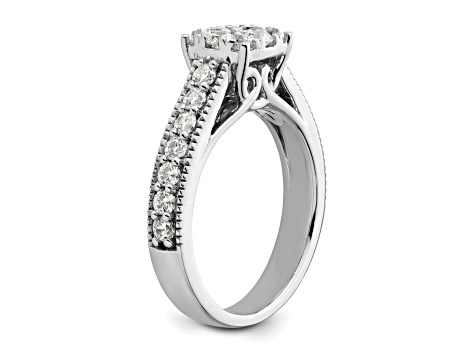 Rhodium Over 14K White Gold Lab Grown Diamond VS/SI GH, Cluster Ring 0.991ctw