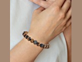 Stainless Steel Antiqued and Polished Tiger's Eye Stretch Bracelet