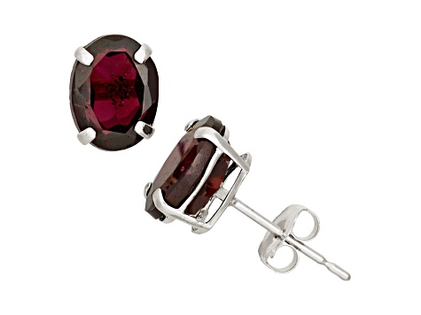 Red Garnet 10k White Gold Earrings 2.04ctw