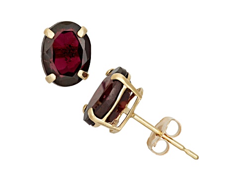 Oval Garnet 10K Yellow Gold Earrings 2.04ctw