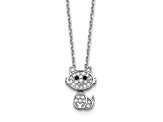 Rhodium Over Sterling Silver Black and White Cubic Zirconia Cat Necklace