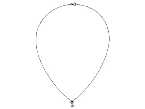 Rhodium Over Sterling Silver Black and White Cubic Zirconia Cat