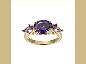 Purple Cubic Zirconia 18k Yellow Gold Over Sterling Silver February Birthstone Ring 5.55ctw