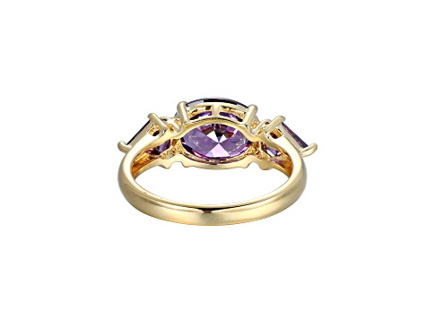 Purple Cubic Zirconia 18k Yellow Gold Over Sterling Silver February Birthstone Ring 5.55ctw