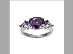 Purple Cubic Zirconia Platinum Over Sterling Silver February Birthstone Ring 5.55ctw