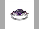 Purple Cubic Zirconia Platinum Over Sterling Silver February Birthstone Ring 5.55ctw