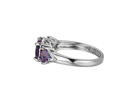 Purple Cubic Zirconia Platinum Over Sterling Silver February Birthstone Ring 5.55ctw