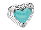 Judith Ripka 15x13mm Heart Turquoise and Bella Luce Rhodium Over Sterling Silver Ring