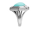 Judith Ripka 15x13mm Heart Turquoise and Bella Luce Rhodium Over Sterling Silver Ring