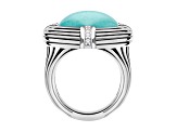 Judith Ripka 15x13mm Heart Turquoise and Bella Luce Rhodium Over Sterling Silver Ring