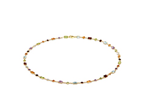 Multi-Gem 14k Yellow Gold 18" Necklace 19.94ctw