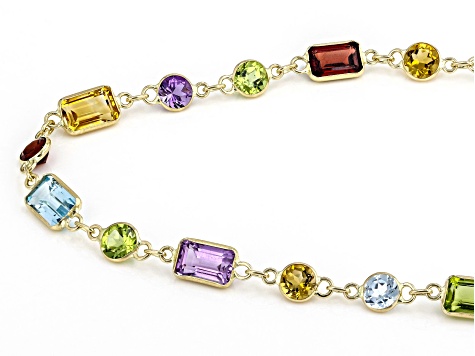 Multi-Gem 14k Yellow Gold 18" Necklace 19.94ctw