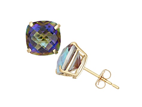 Mystic Fire® Blue Topaz 10k Yellow Gold Earrings 2.80ctw