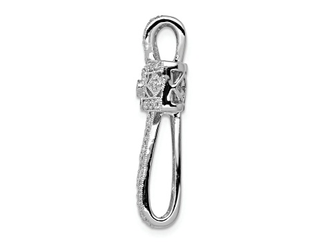 Rhodium Over 14K White Gold 1/2ct. Diamond Filigree Cross Chain Slide