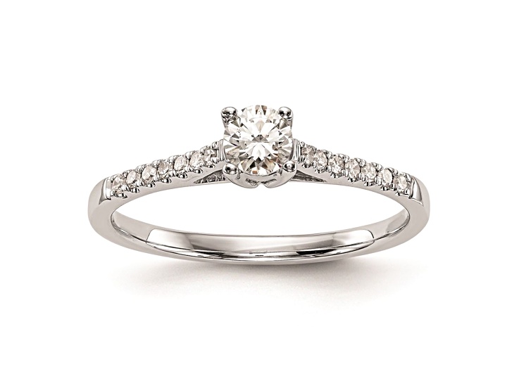 Rhodium Over 14K White Gold First Promise Diamond Promise/Engagement Ring 0.18ctw