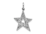 Rhodium Over 14k White Gold Diamond Star Charm