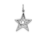 Rhodium Over 14k White Gold Diamond Star Charm