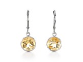 Yellow Round Citrine Sterling Silver Earrings 4ctw