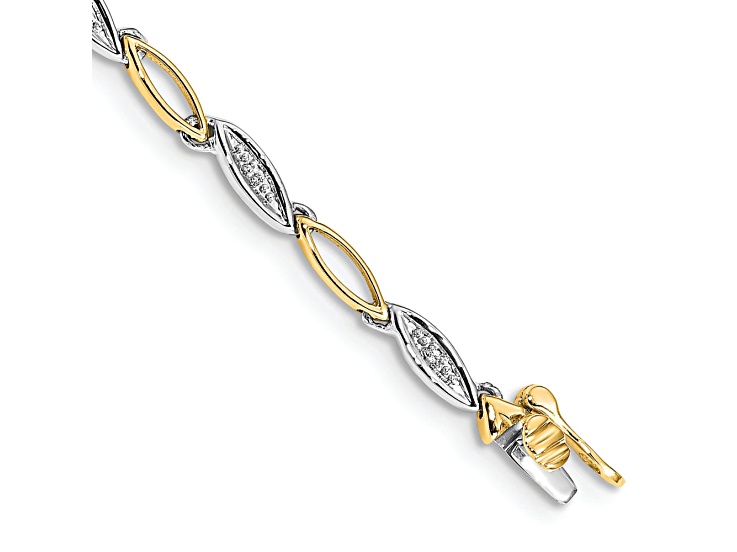 10k Yellow Gold and 10k White Gold Diamond Link Bracelet