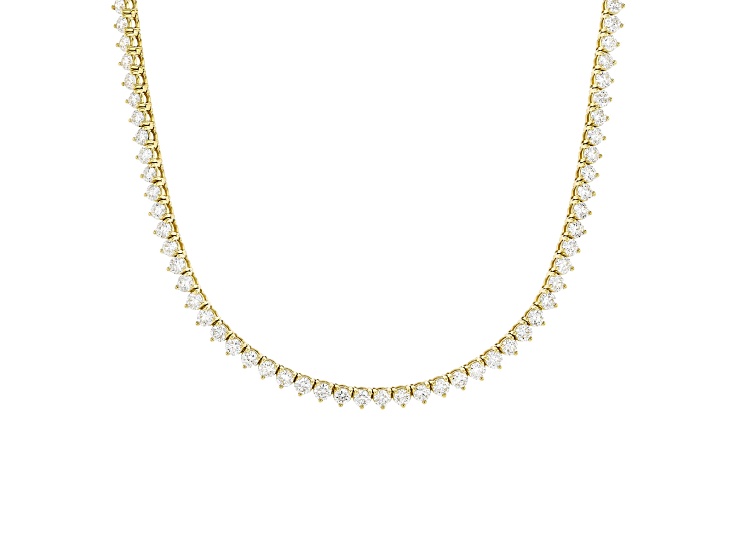 White Lab-Grown Diamond F-G SI 14K Yellow Gold 3 Prong Tennis Necklace 10.00ctw