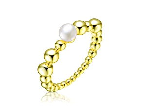 4.5mm freshwater Pearl, 14K Yellow Gold Plated over Sterling Silver Beaded Ring