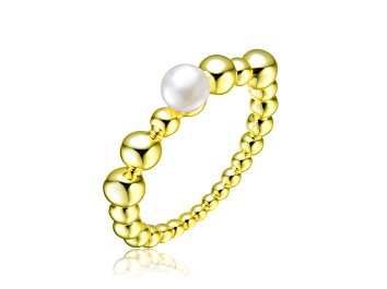 Picture of 4.5mm freshwater Pearl, 14K Yellow Gold Plated over Sterling Silver Beaded Ring