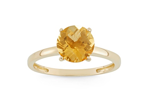 Round Citrine 10K Yellow Gold Ring 1.50ctw