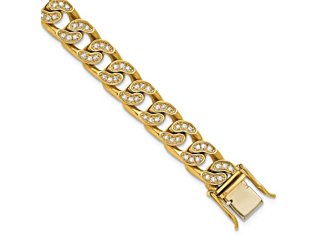 14K Yellow Gold Diamond Curb 8.25-inch Bracelet 1.71ctw