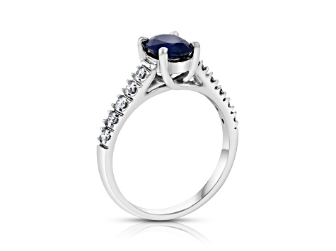 1.60ctw Sapphire and Diamond Ring in 14k White Gold