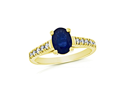 1.60ctw Sapphire and Diamond Ring in 14k Yellow Gold